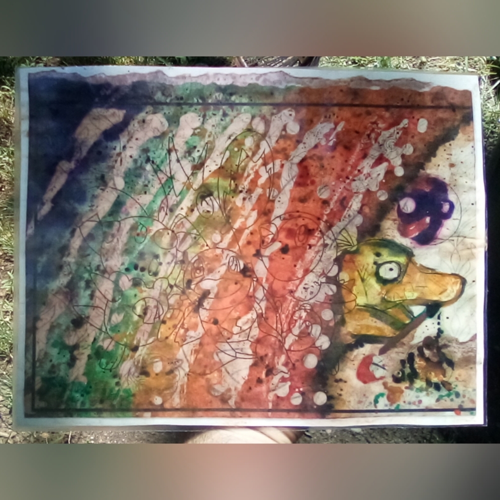 🎨Rainbow Psyduck Watercolor Painting Art🖼